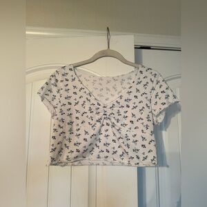 White Floral Crop Top